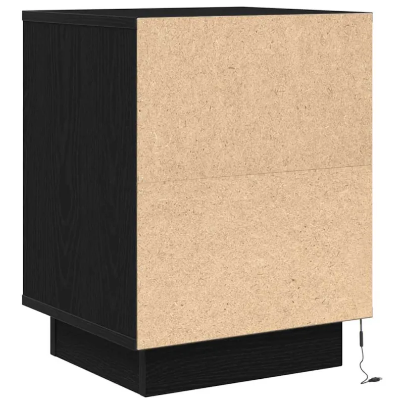 Spintelė prie lovos su LED lemputėmis Juoda 38x34x50 cm