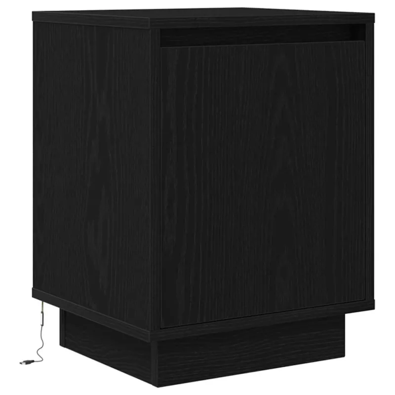 Spintelės prie lovos su LED lemputėmis 2 vnt Juodos 38x34x50 cm
