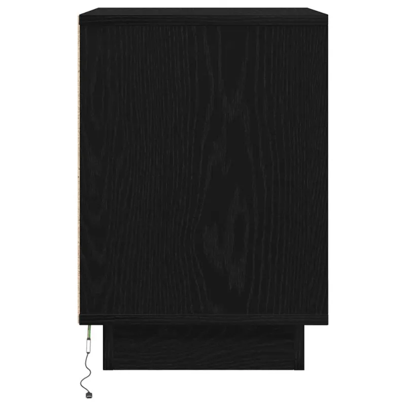 Spintelės prie lovos su LED lemputėmis 2 vnt Juodos 38x34x50 cm