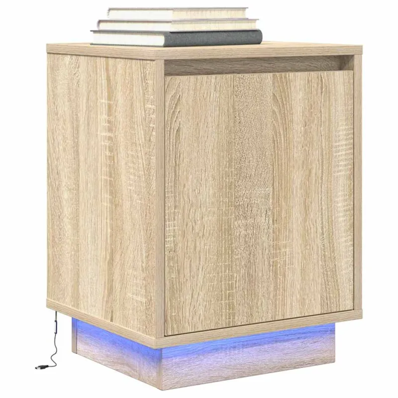 naktinė spintelė su LED lemputėmis Sonoma ąžuolas 38x34x50 cm