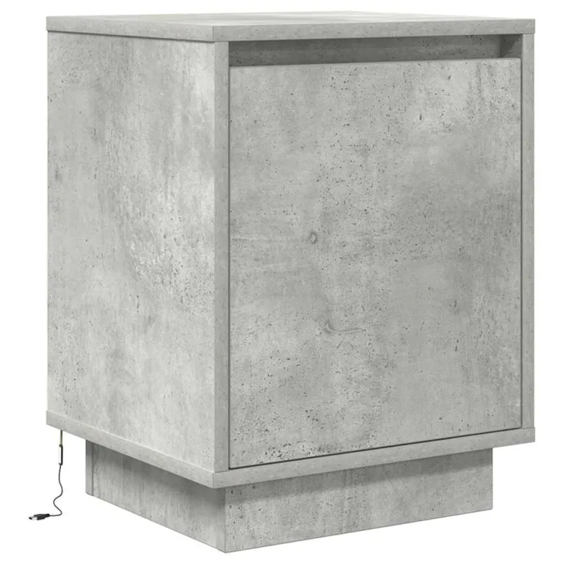 naktinė spintelė su LED lemputėmis Betoninė pilka 38x34x50 cm