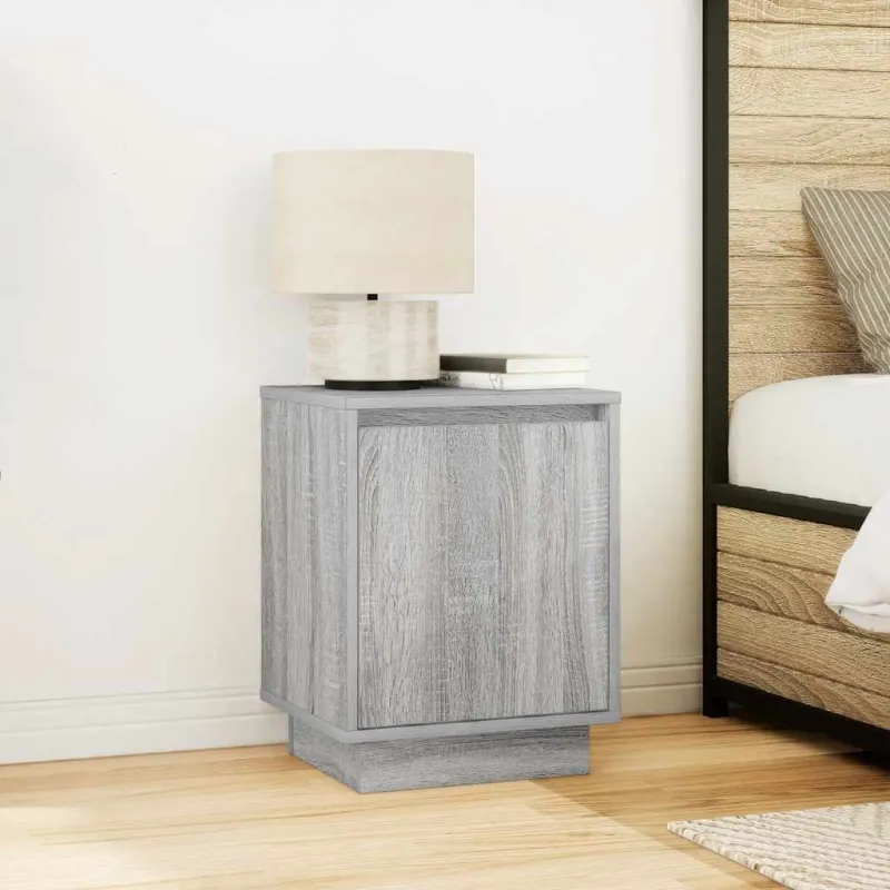 naktinė spintelė su LED lemputėmis Pilka Sonoma 38x34x50 cm