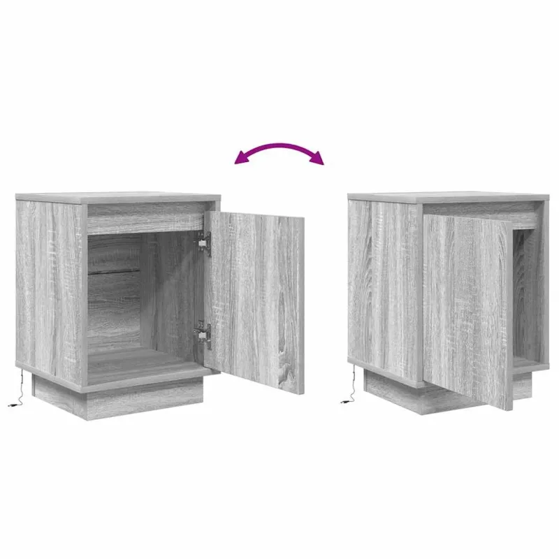 naktinė spintelė su LED lemputėmis Pilka Sonoma 38x34x50 cm