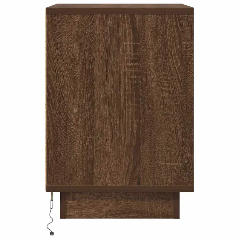Spintelė prie lovos su LED lemputėmis Rudas ąžuolas 38x34x50 cm