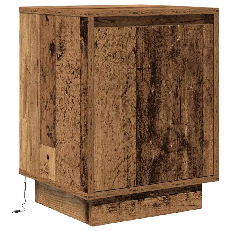 Spintelė prie lovos su LED lemputėmis Old Wood 38x34x50 cm