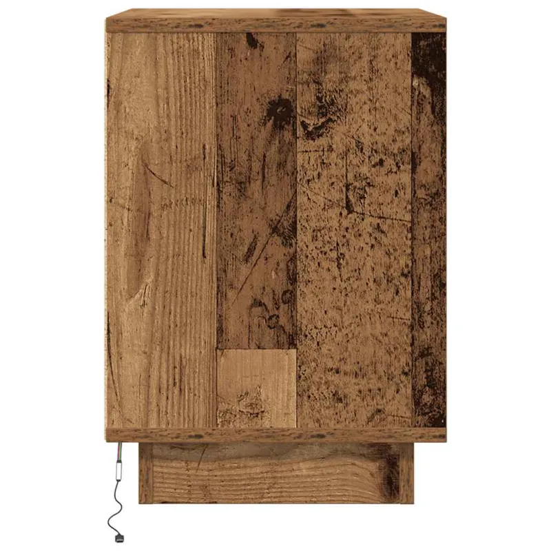 Spintelė prie lovos su LED lemputėmis Old Wood 38x34x50 cm
