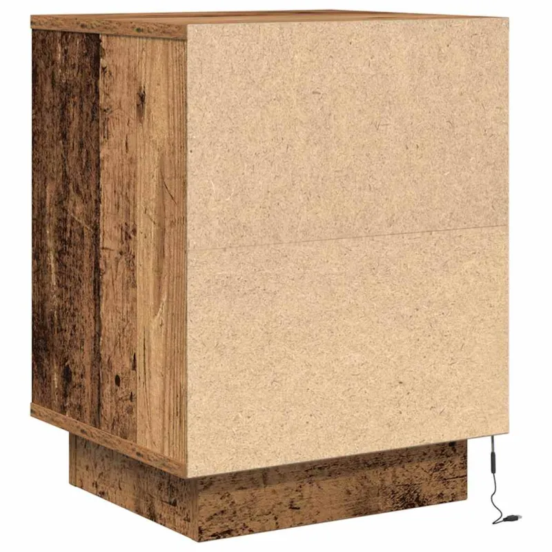 Spintelė prie lovos su LED lemputėmis Old Wood 38x34x50 cm