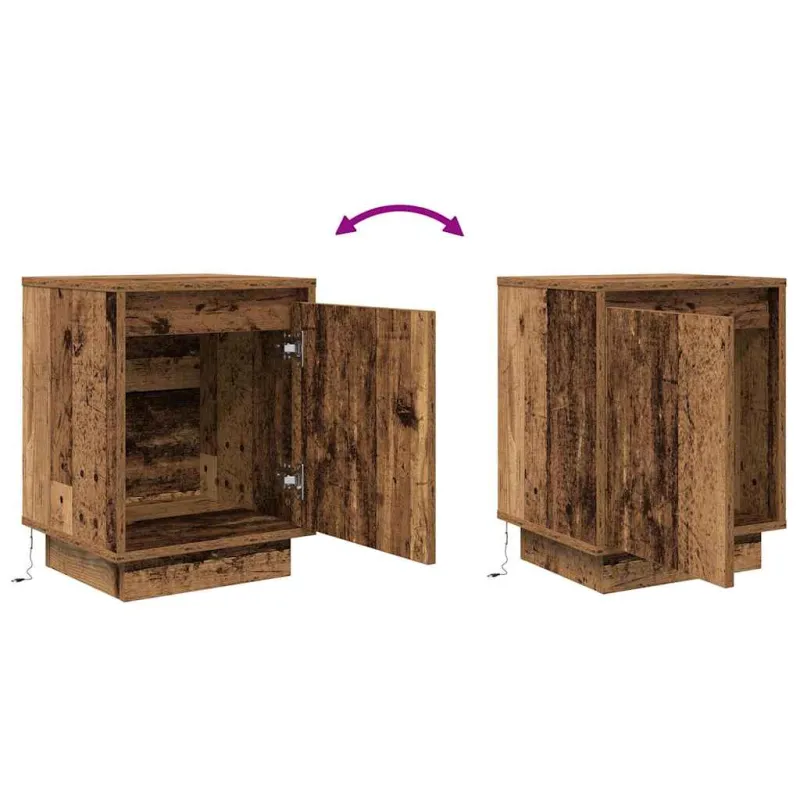 Spintelė prie lovos su LED lemputėmis Old Wood 38x34x50 cm