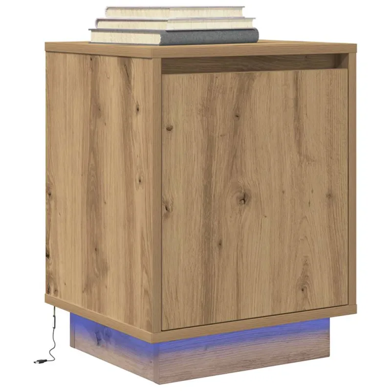 naktinė spintelė su LED lemputėmis Artisan ąžuolas 38x34x50 cm