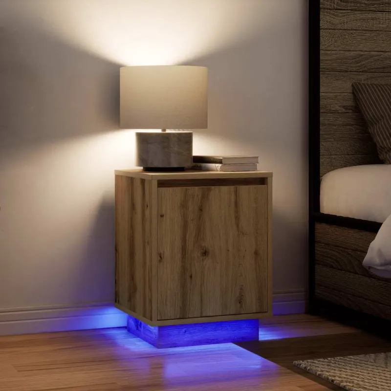 naktinė spintelė su LED lemputėmis Artisan ąžuolas 38x34x50 cm