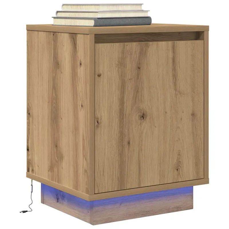 Spintelės prie lovos su LED lemputėmis 2 vnt Artisan Oak