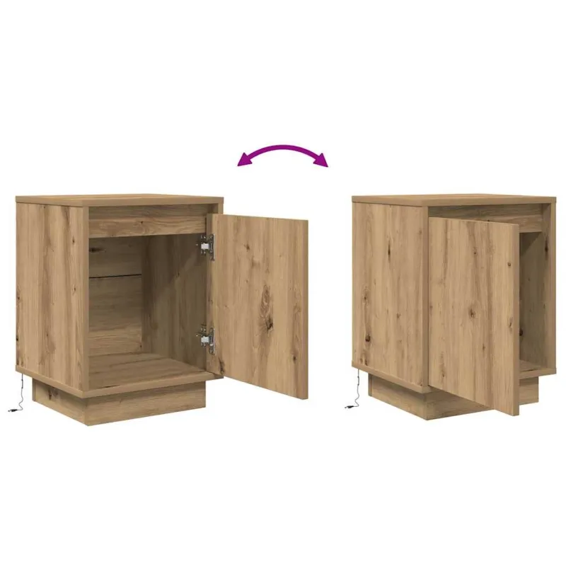 Spintelės prie lovos su LED lemputėmis 2 vnt Artisan Oak