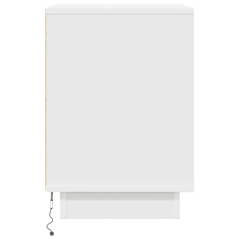 Spintelė prie lovos su LED lemputėmis Balta 38x34x50 cm
