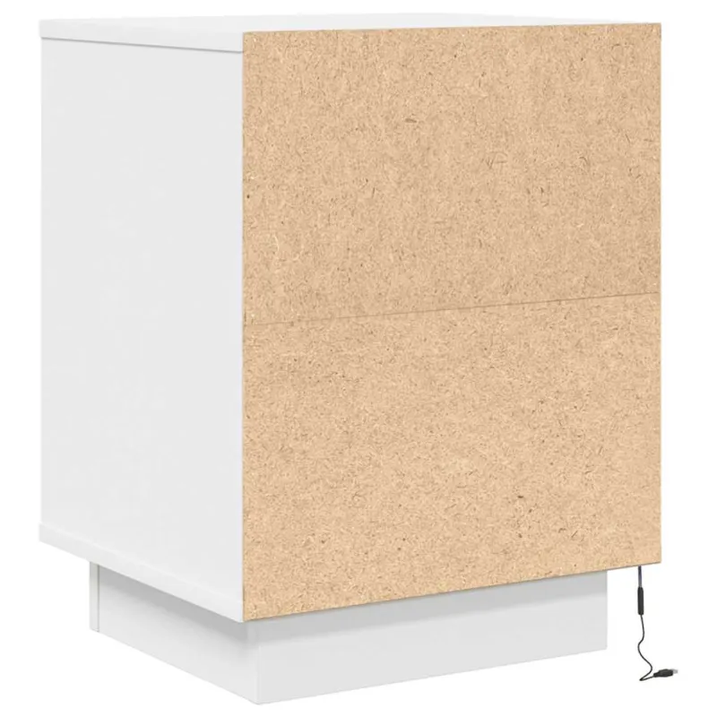 Spintelė prie lovos su LED lemputėmis Balta 38x34x50 cm