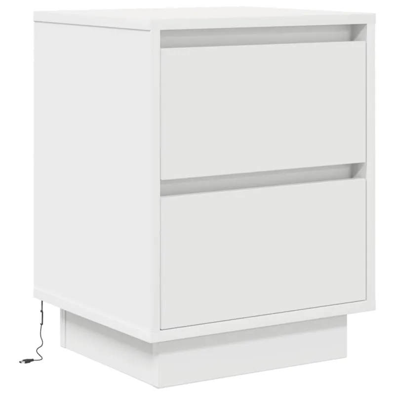 Spintelės prie lovos su LED lemputėmis 2 vnt Baltos 38x34x50 cm