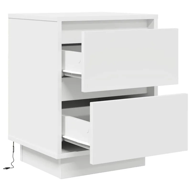 Spintelės prie lovos su LED lemputėmis 2 vnt Baltos 38x34x50 cm