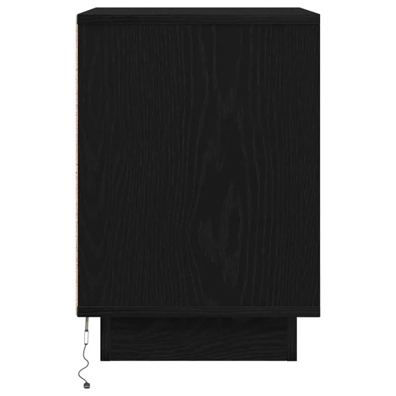 Spintelės prie lovos su LED lemputėmis 2 vnt Juodos 38x34x50 cm