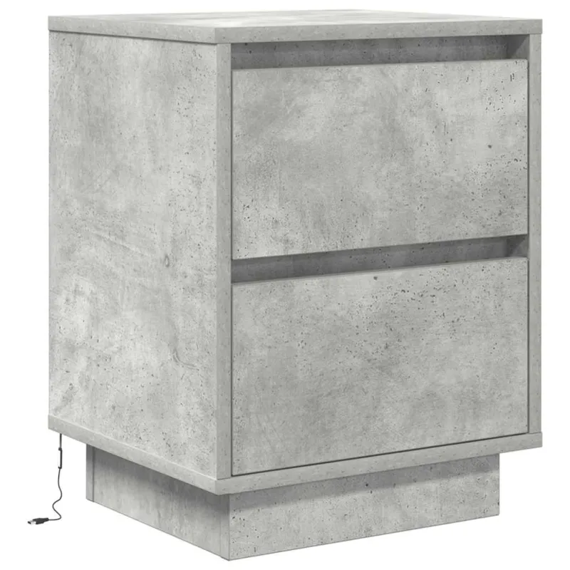 naktinė spintelė su LED lemputėmis Betoninė pilka 38x34x50 cm