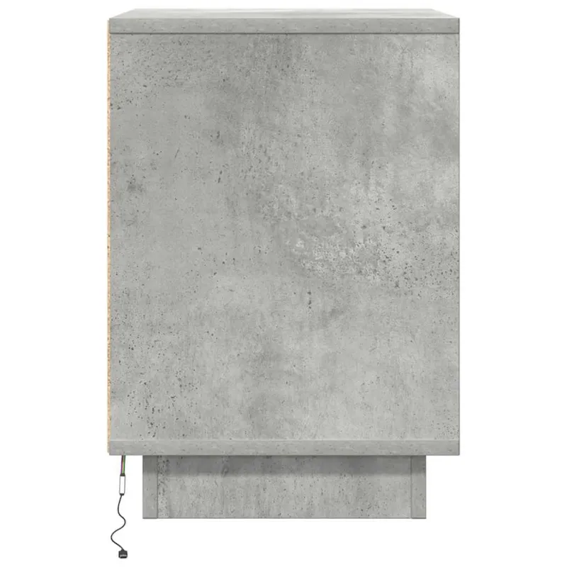 naktinė spintelė su LED lemputėmis Betoninė pilka 38x34x50 cm