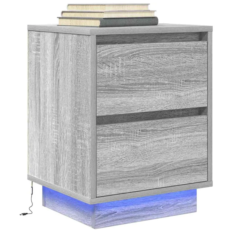naktinė spintelė su LED lemputėmis Pilka Sonoma 38x34x50 cm