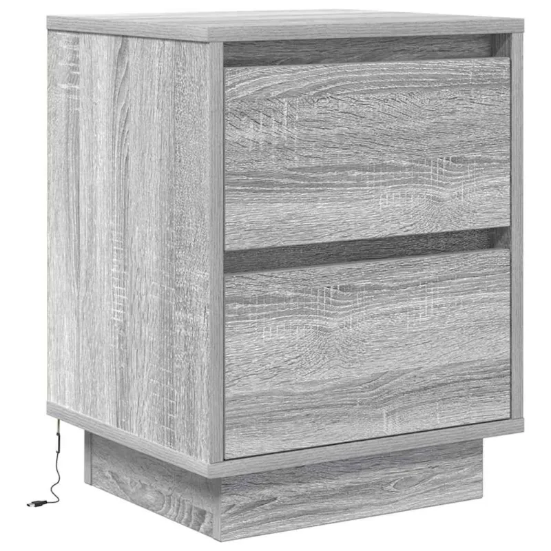 naktinė spintelė su LED lemputėmis Pilka Sonoma 38x34x50 cm