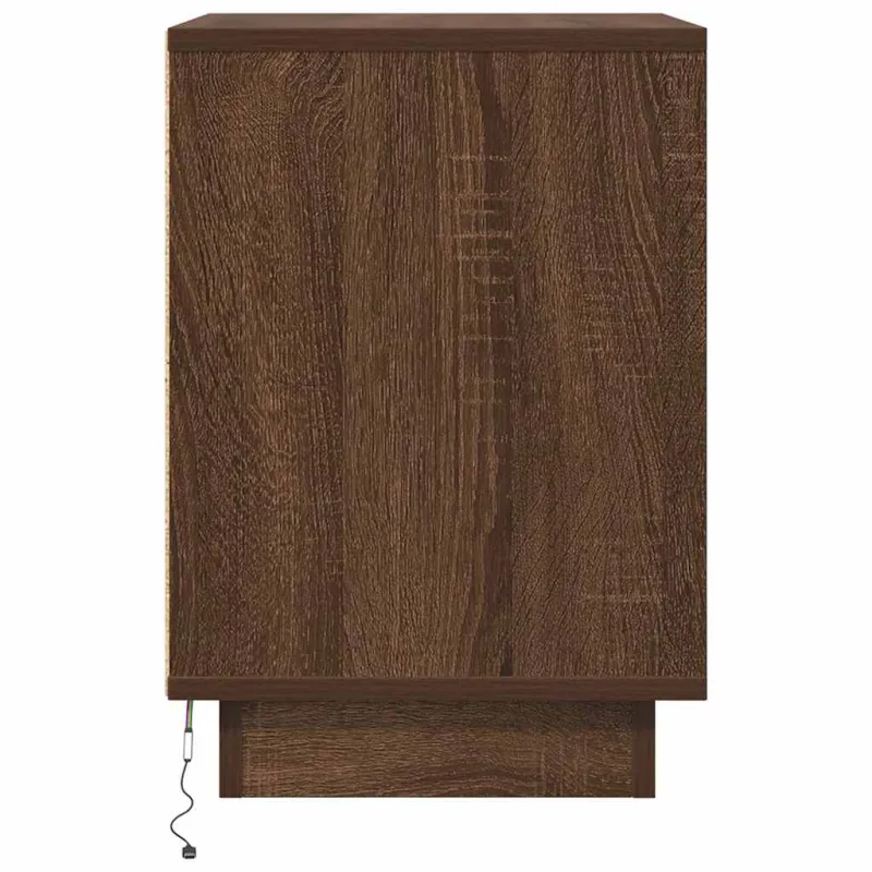 Spintelė prie lovos su LED lemputėmis Rudas ąžuolas 38x34x50 cm
