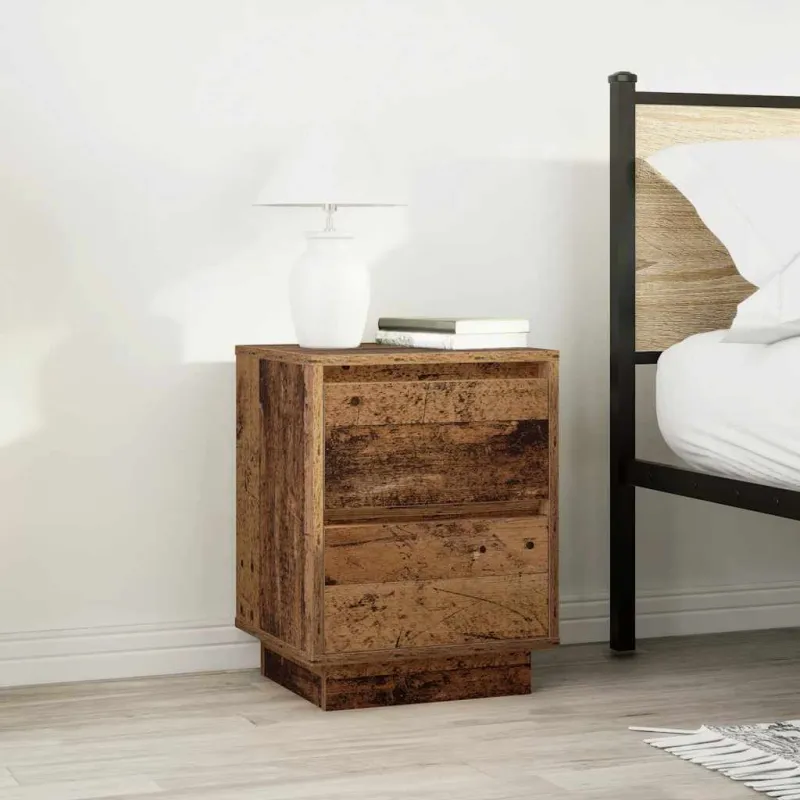 Spintelė prie lovos su LED lemputėmis Old Wood 38x34x50 cm