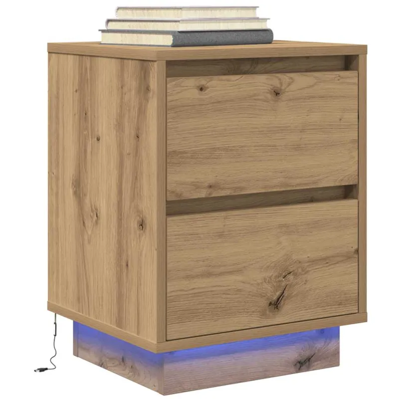 Spintelės prie lovos su LED lemputėmis 2 vnt Artisan Oak