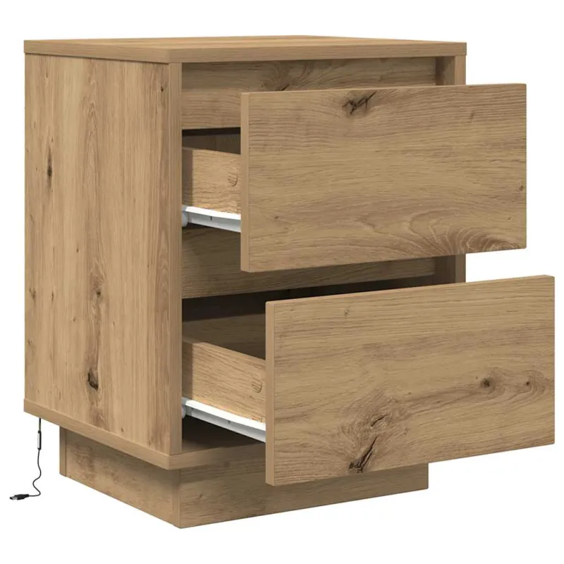 Spintelės prie lovos su LED lemputėmis 2 vnt Artisan Oak