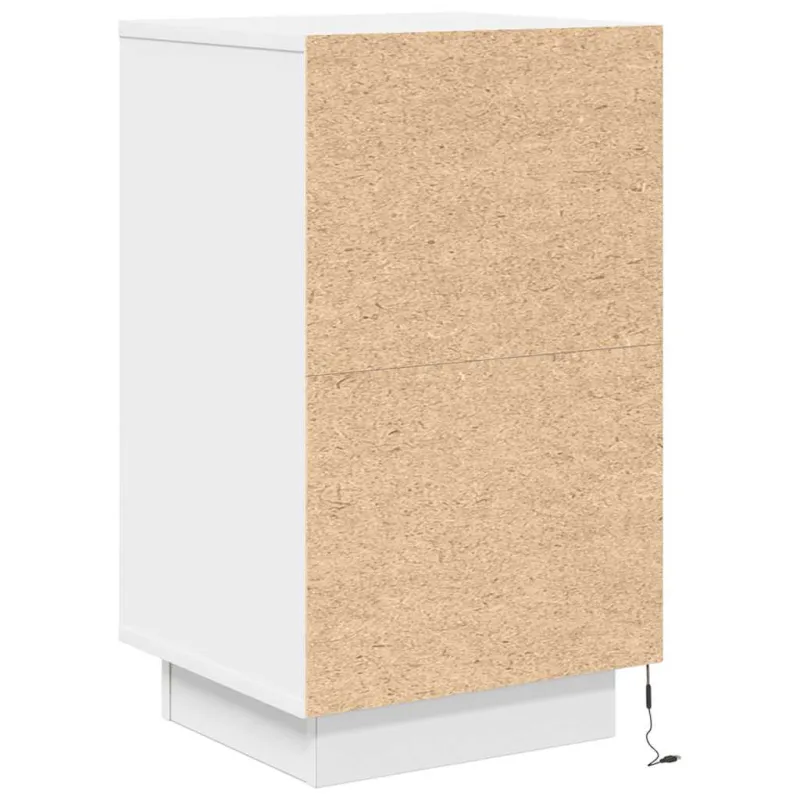 Spintelė prie lovos su LED lemputėmis Balta 38x34x65 cm