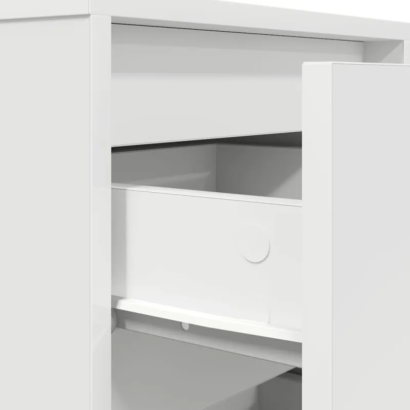 Spintelė prie lovos su LED lemputėmis Balta 38x34x65 cm