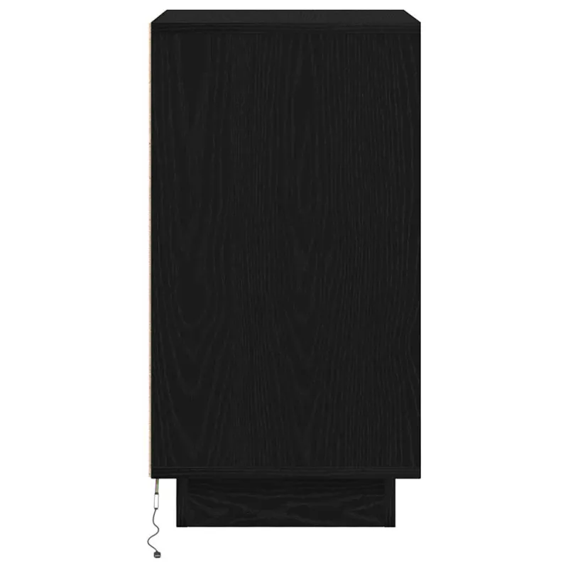 Spintelė prie lovos su LED lemputėmis Juoda 38x34x65 cm