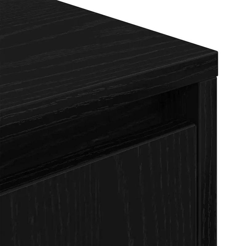 Spintelė prie lovos su LED lemputėmis Juoda 38x34x65 cm