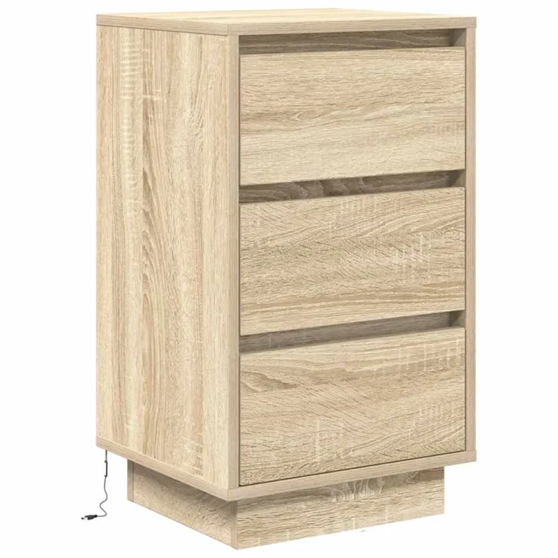 naktinė spintelė su LED lemputėmis Sonoma ąžuolas 38x34x65 cm
