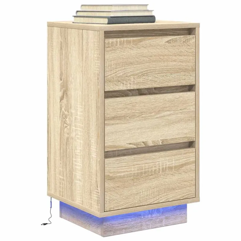naktinė spintelė su LED lemputėmis Sonoma ąžuolas 38x34x65 cm