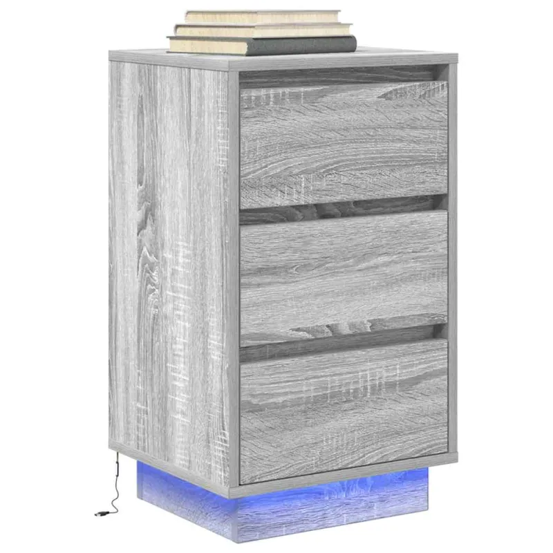 naktinė spintelė su LED lemputėmis Pilka Sonoma 38x34x65 cm