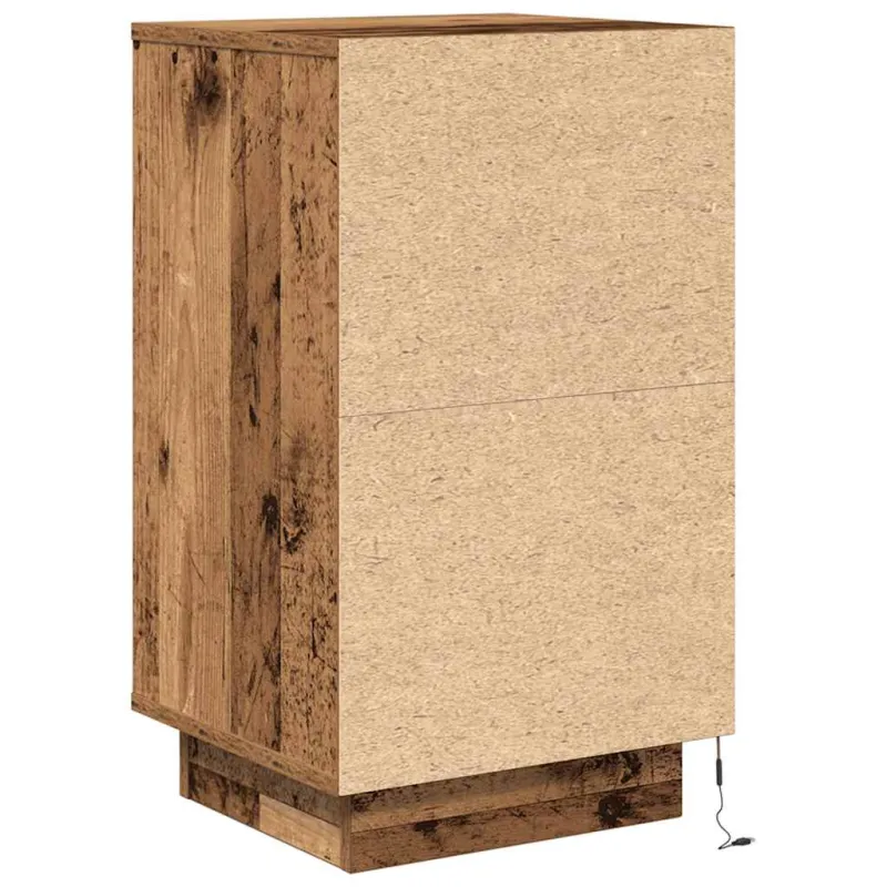 Spintelė prie lovos su LED lemputėmis Old Wood 38x34x65 cm