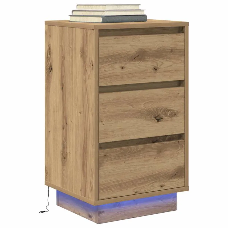 naktinė spintelė su LED lemputėmis Artisan ąžuolas 38x34x65 cm