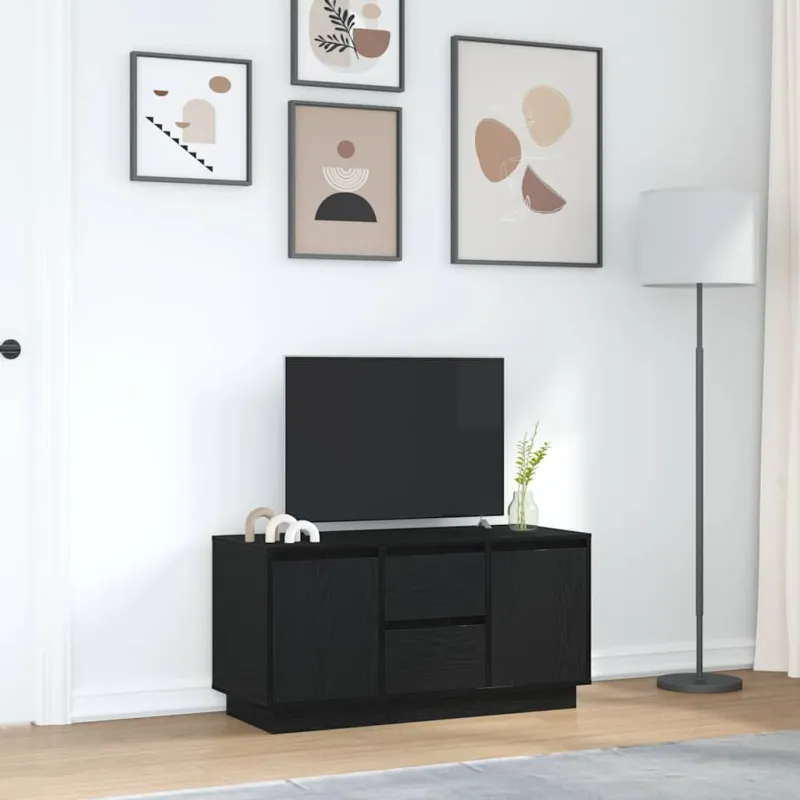 Televizoriaus spintelė su LED apšvietimu, juoda, 100x41x50 cm