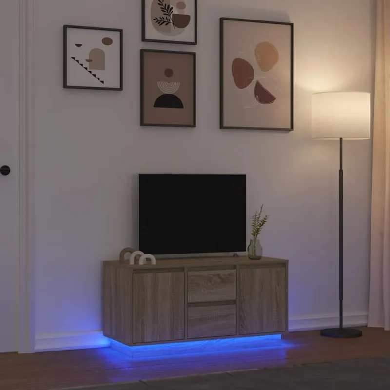 TV spintelė su LED lemputėmis, ąžuolo spalvos, 100x41x50 cm