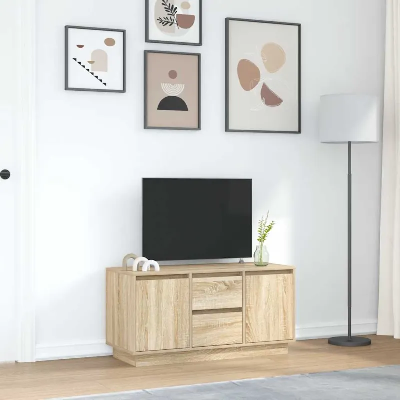 TV spintelė su LED lemputėmis, ąžuolo spalvos, 100x41x50 cm