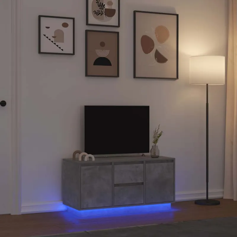 TV spintelė su LED lemputėmis, betono pilka, 100x41x50 cm