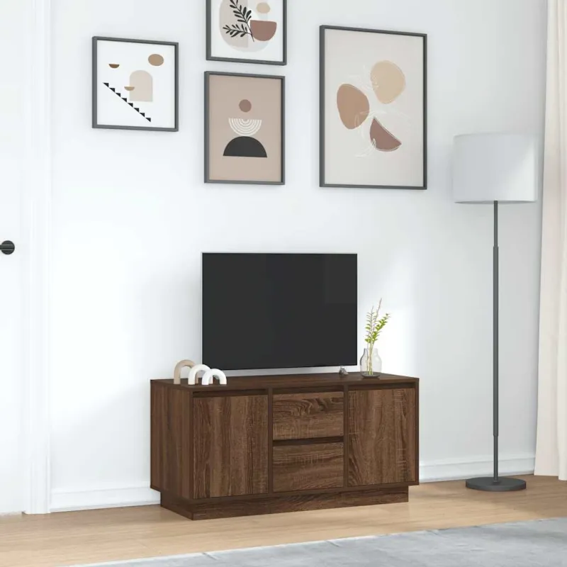 Televizoriaus spintelė su LED, ruda ąžuolo, 100x41x50 cm