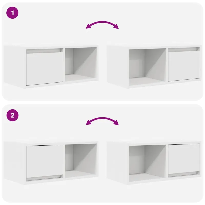 Televizoriaus spintelės, 2vnt., baltos, 60x31x25,5 cm, mediena