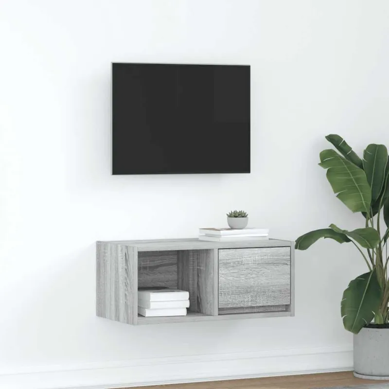 TV spintelė, pilka ąžuolo, 60x31x25,5 cm, apdirbta mediena