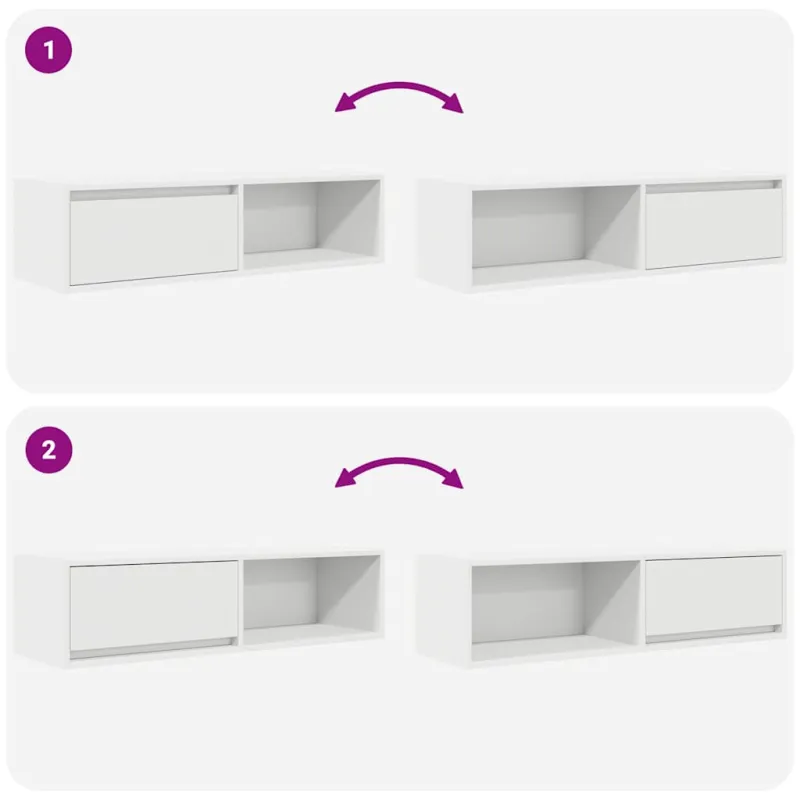 Televizoriaus spintelės, 2vnt., baltos, 100x31x25,5 cm, mediena