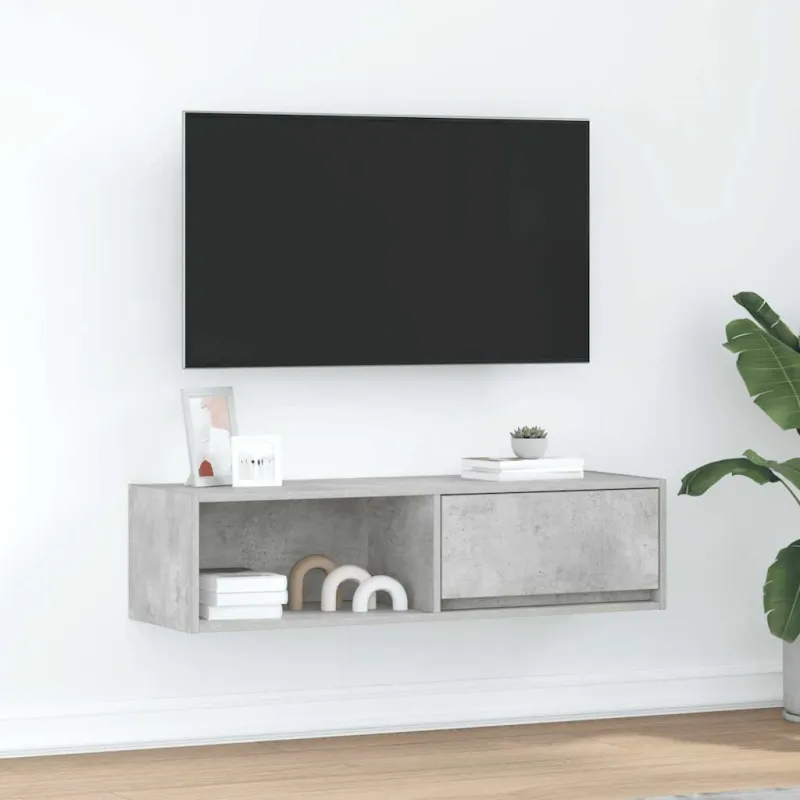 Televizoriaus spintelė, betono, 100x31x25,5cm, apdirbta mediena