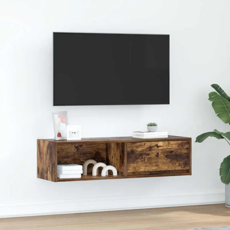 Televizoriaus spintelė, dūminio ąžuolo, 100x31x25,5 cm, mediena