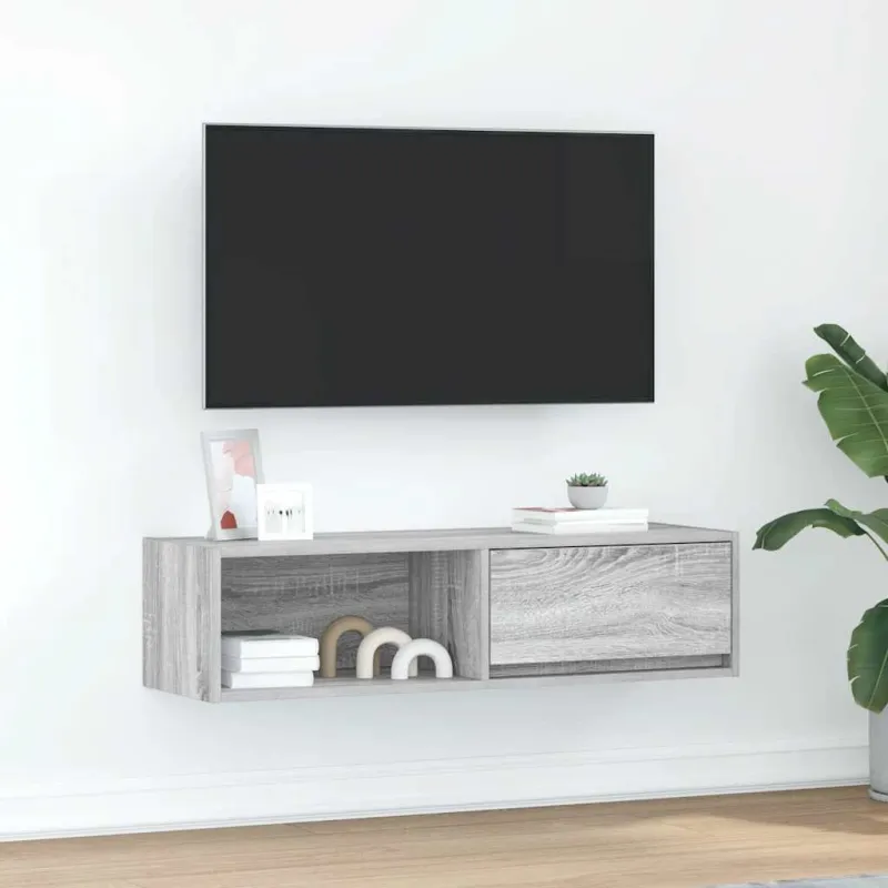 Televizoriaus spintelė, pilka ąžuolo, 100x31x25,5 cm, mediena