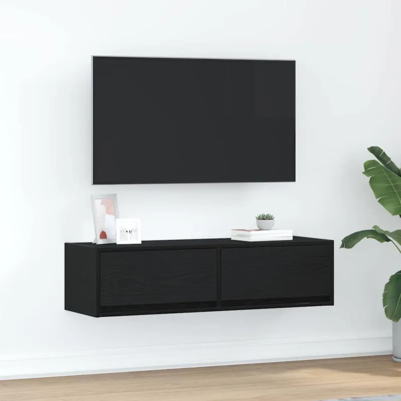 Televizoriaus spintelė juoda ąžuolo 100 x 31 x 25,5 cm